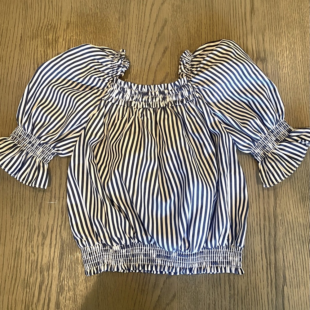 Habitual Girls Striped Puff Sleeve Crop Top 12